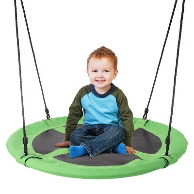 Toy Time Kids' Hanging Tree or Swing Set Saucer Swing with Adjustable Rope - 40", Green/Black
