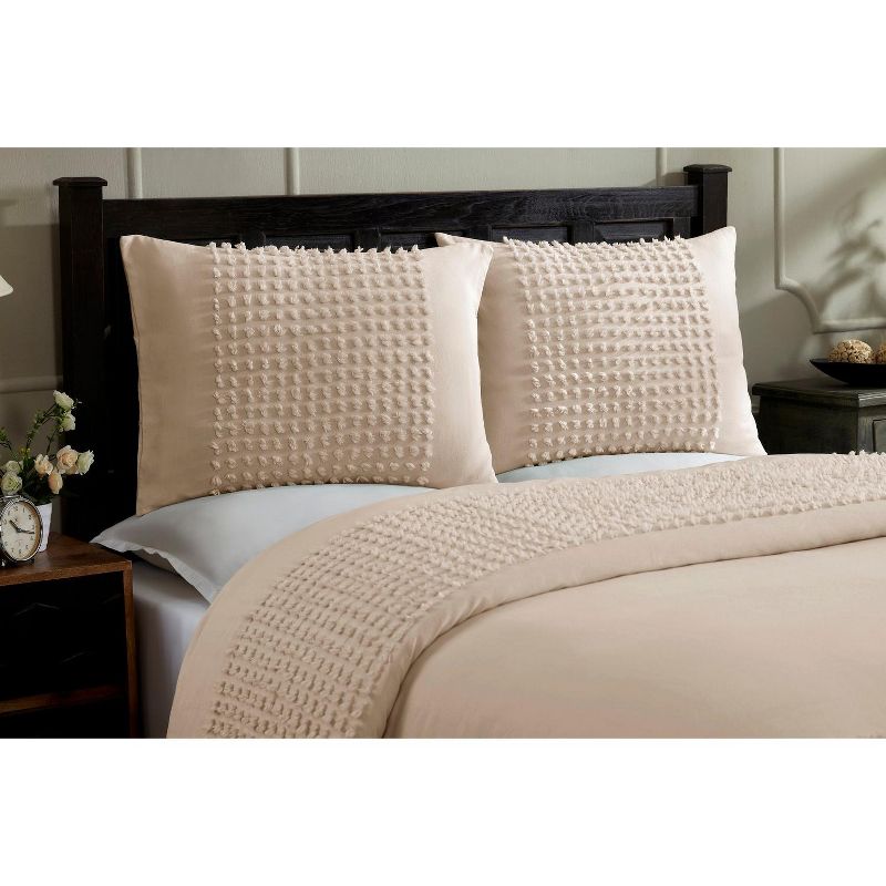 King Olivia Comforter 100% Cotton Tufted Chenille Comforter Set Light Beige - Better Trends, 3 of 7
