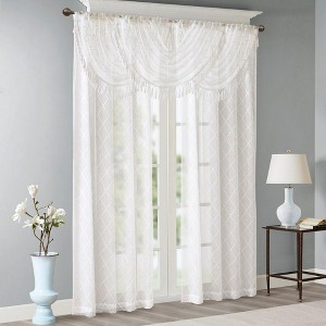 Dsvimoy Curtain Panel Diamond Sheer Embroidered Waterfall Valance for Living Room, White, 1.48"*9.84"*7.09" - 1 of 4