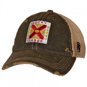 Adult Lucky Lager Vintage Logo Distressed Trucker Hat - 1 of 4