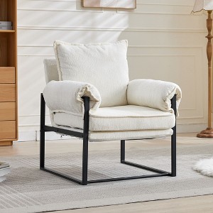 Okak Modern Chenille Upholstered Back Adjustable Armchair with Black Metal Frame,Leisure Recliner Chair for Living Rooms,Relaxation Areas - 1 of 4