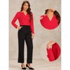 INSPIRE CHIC Women's Elegant Long Sleeve V Neck Work Office Blouse - 2 of 4