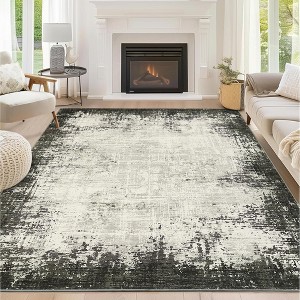 Washable Area Rug, Soft Modern Bordered Abstract Low Pile Non-Slip Carpet, Living Room Bedroom Throw Rug for Dining Room Home Decor - 1 of 4