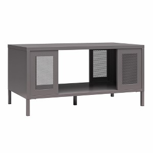 RealRooms Shadwick Metal Coffee Table with Perforated Metal Mesh Accents - 1 of 4