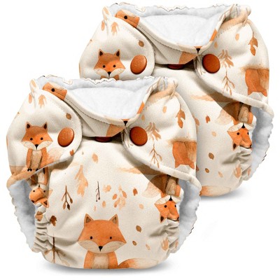 Image of Kanga Care Lil Joey Newborn All in One AIO Cloth Diaper (2pk) Foxaroo Orange 4-12 lbs