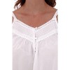 ADR Womens Cotton Nightgown, Sleeveless Button Up Short Vintage Victorian White Cotton Nightgown - 3 of 3