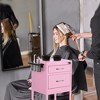 TASALON Lockable Metal Salon Trolley Cart with 2 Magnetic Bowls, Mobile Hair Stylist Station for Tools Storage - Pink - 3 of 4