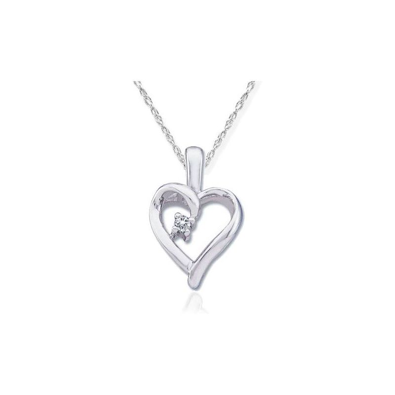 Pompeii3 Heart Shape Solitaire Diamond Pendant Necklace in 14k White Yellow or Rose Gold, 1 of 3