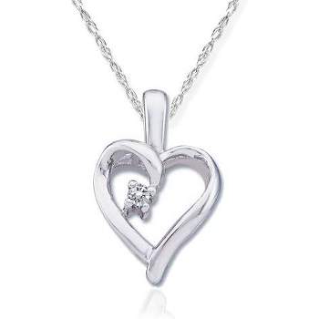 Pompeii3 Heart Shape Solitaire Diamond Pendant Necklace in 14k White Yellow or Rose Gold