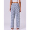 INSPIRE CHIC Women's Cotton Stretchy Elastic Waist Straight Wide-Leg Pajama Pants with Pockets - 3 of 4