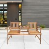 BestMassage Garden Bench Outdoor Patio Bench Acacia Wood Park Bench with Table, Nature - 2 of 4