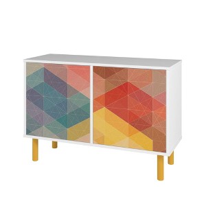 Manhattan Comfort Retro Mid - Century Modern 4 Shelf Accent Cabinet White/Red - 1 of 4