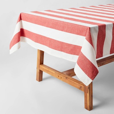 104" x 60" Cotton Festive Stripe Tablecloth Red - Threshold™