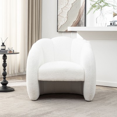 SEYNAR Modern Teddy Upholstered Accent Pumpkin Chair with Openwork Design