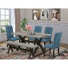 6-Piece Rectangle Natural Oak Finish Solid Wood Top Dining Table with 1-Bench, 4-Chairs with - 2 of 4