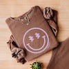 Simply Sage Market S.W.Smiley Smiley Face Outline Puff Print Lightweight Garment Dyed Sweatshirt - 3 of 4