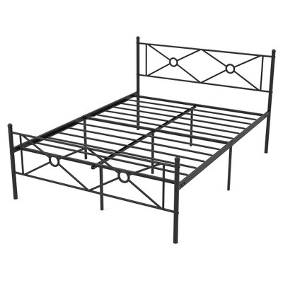 Tangkula Full/Queen Size Metal Platform Bed Frame w/ Headboard Mattress Foundation Black