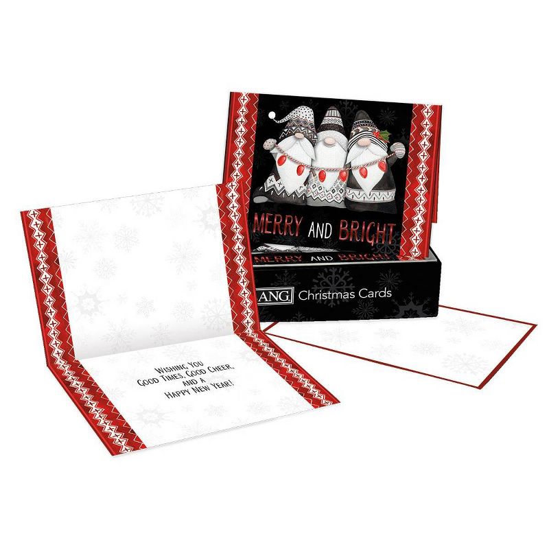 LANG 12ct &#39;Merry &#38; Bright&#39; Gnomes Petite Boxed Holiday Greeting Card Pack, 1 of 5