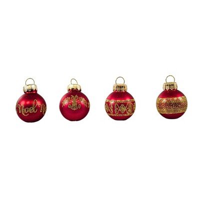 Craftoutlet.Com 1.25 In Red Noel Ornament Set Gold Filigree Tree Ornament Sets