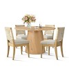 5-Pcs Dining Set for Small Space ,Wood Round Dining Table & Upholstered Dining Chairs with Wood Legs & Woven Back for Dining Room-Tanpinhause - 2 of 4