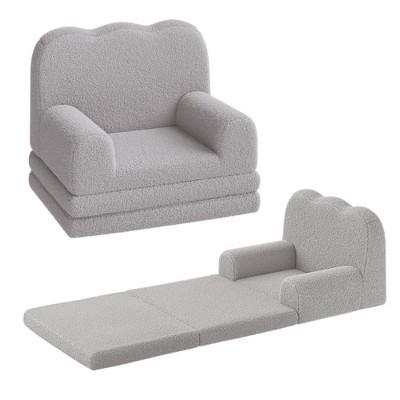 GustoWave Kids Couch, 2-in-1 Toddler Couch Fold Out, Convertible Sofa to Lounger with Wave Design, Foam Kids Chair