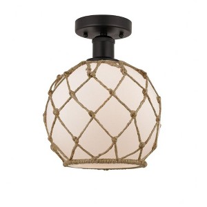 Farmhouse Rope - 1 Light Semi-Flush Mount In Industrial Style-10.75 Inches Tall and 8 Inches Wide - 1 of 1