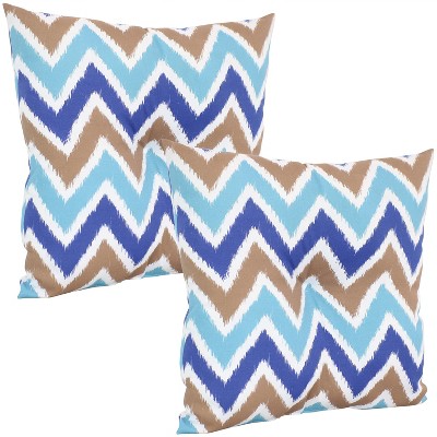 Sunnydaze 2 Indoor/Outdoor Lumbar Throw Pillow Covers - 20-inch - Chevron Bliss