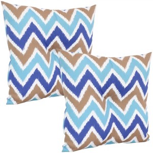 Sunnydaze Indoor/Outdoor Weather-Resistant Polyester Square Tufted Pillow with Zipper Closures - 19" - 2pk - 1 of 4