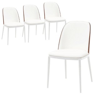 LeisureMod Tule Dining Side Chair with Velvet Seat and White Powder-Coated Steel Frame, Set of 4 - 1 of 4
