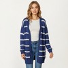 Anna-Kaci Women's Long Sleeve Striped Knit Button Front Cardigan with Soft Textured Feel and Relaxed Drop Shoulder Fit - 2 of 4