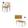 7Pcs Outdoor Patio Dining Set, Dining Set with 6 Chairs and 1 Dining Table, Acacia Wood Arm Chairs with Cushions and Rattan Back-Coolbibila - 4 of 4