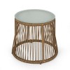 GDFStudio Helmville Outdoor Wicker and Iron Side Table, Light Brown - 4 of 4