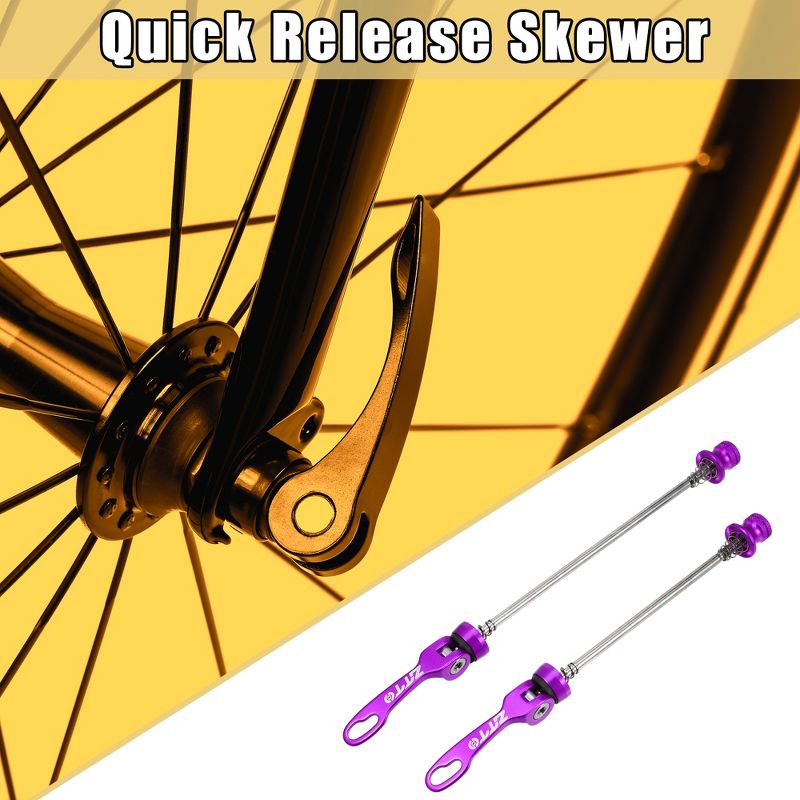 Unique Bargains Bicycle Quick Release Axles Skewers Lever Front Rear 5.91" 7.28" Purple 2 Pcs, 2 of 7