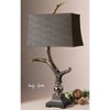 Uttermost Stag Horn Dark Shade Table Lamp – 40.25” Resin Base with Crackled Woodtone and Sueded Chocolate Shade - 2 of 4