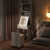 Small Vanity Desk with Mirror and LED Lights, Makeup Table with Charging Station and Storage Shelves for Small Space - 3 of 4