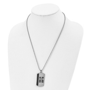 Chisel Stainless Steel Brushed and Black IP-plated Cable Inlay Cross Dog Tag on a 22" Ball Chain Necklace - 1 of 3