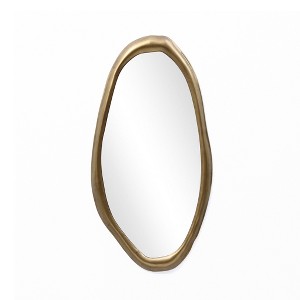 LuxenHome 29.5-Inch Oval Gold Iron Metal Frame Accent Wall Mirror - 1 of 4