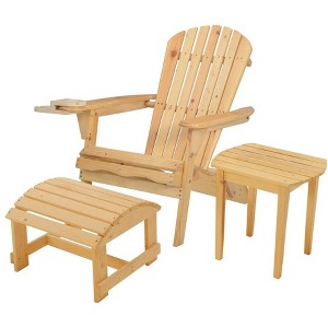 Jiallo Foldable Adirondack Chair with cup holder Bristro Set with Ottoman - 1 of 4
