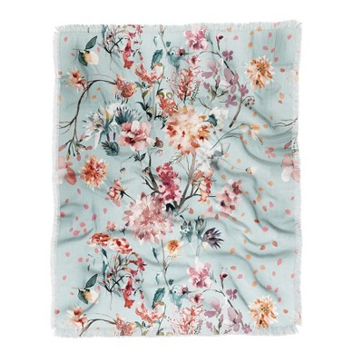 Ninola Design Romantic Bouquet Blue Woven Throw Blanket - Deny Designs