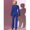 Allegra K Women's High Waist Square Neck Wide Leg Long Pant Jumpsuits with Belted - 4 of 4