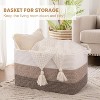 Aoibox Large Cotton Rope Woven Storage Basket with Handles for Blankets Toys Foldable Nursery Organizer 20x16x12 Gradient Brown - 2 of 4