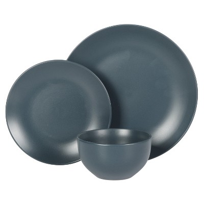 Matte Blue Ceramic 12-Piece Dinnerware Set for 4