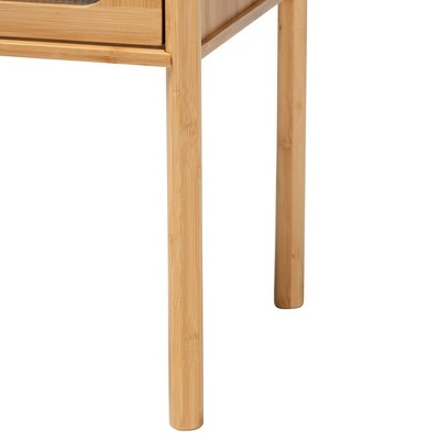 Naresh Natural Bamboo Wood 1-Drawer End Table with Storage