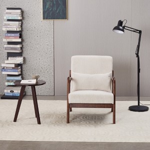 KWPZQEB Mid-Century Accent Chair, Lounge Armchair with Pillow, Upholstered & Wood Legs, Vintage High-Back Reading Chair for Balcony, Garden - 1 of 4