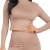 Slickblue Women's 2-Piece Mock Neck Top & Biker Shorts Set Stretchy Polyester Spandex Active Lounge Color & Size Options - 2 of 4