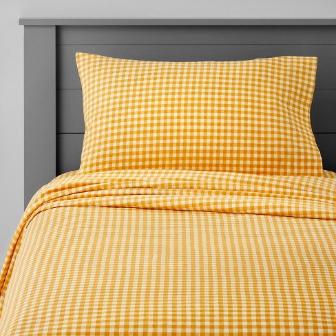 Queen Gingham Cotton Sheet Set Yellow Pillowfort Target