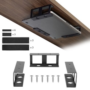 Mount-It! Under Desk Laptop Mount Holder | Small Multimedia Device Mount Underdesk Shelf for Laptop, Mac Mini, MacBook, Keyboard, Anti Scratch | Black - 1 of 4