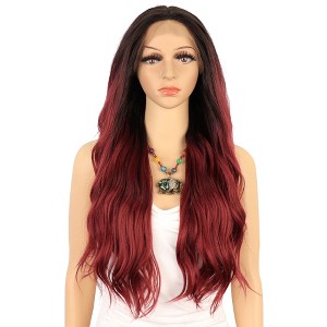 Unique Bargains Women Long Body Wave Lace Front Wigs with Wig Cap 26" 1PC - 1 of 4