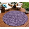 Purple Eggplant And Ivory Floral Washable Indoor Outdoor Area Rug - 2 of 4