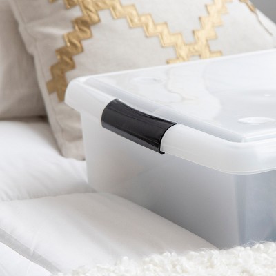 40 Quart White Plastic Stackable Under Bed Storage Containers with Lids, 4-Pack